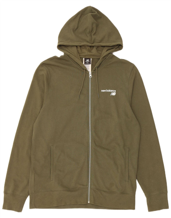 Maglione con cappuccio e zip da uomo NEW BALANCE XL in cotone kaki