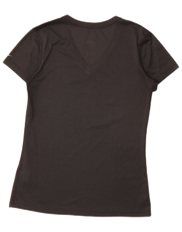T-shirt grafica Nike Dri Fit da donna, taglia UK 10, piccola, nera, in poliestere