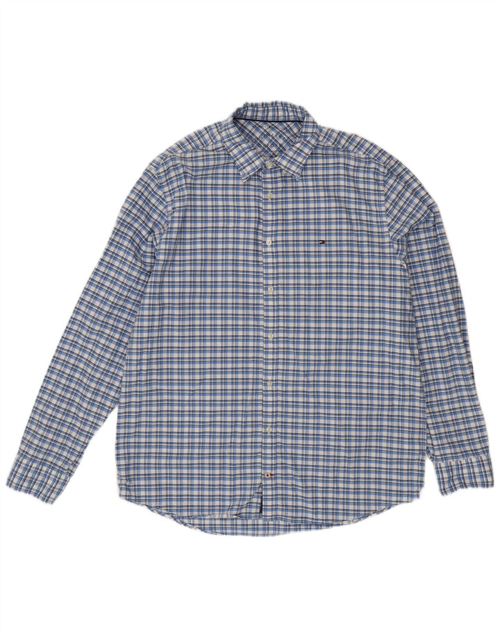 TOMMY HILFIGER Mens Shirt XL Blue Check Cotton