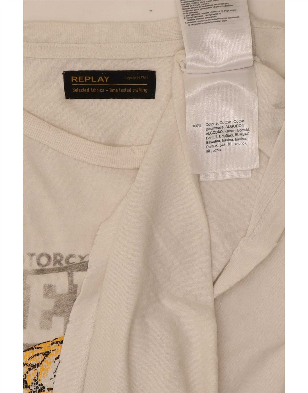 T-shirt grafica da uomo Replay Top in cotone bianco medio