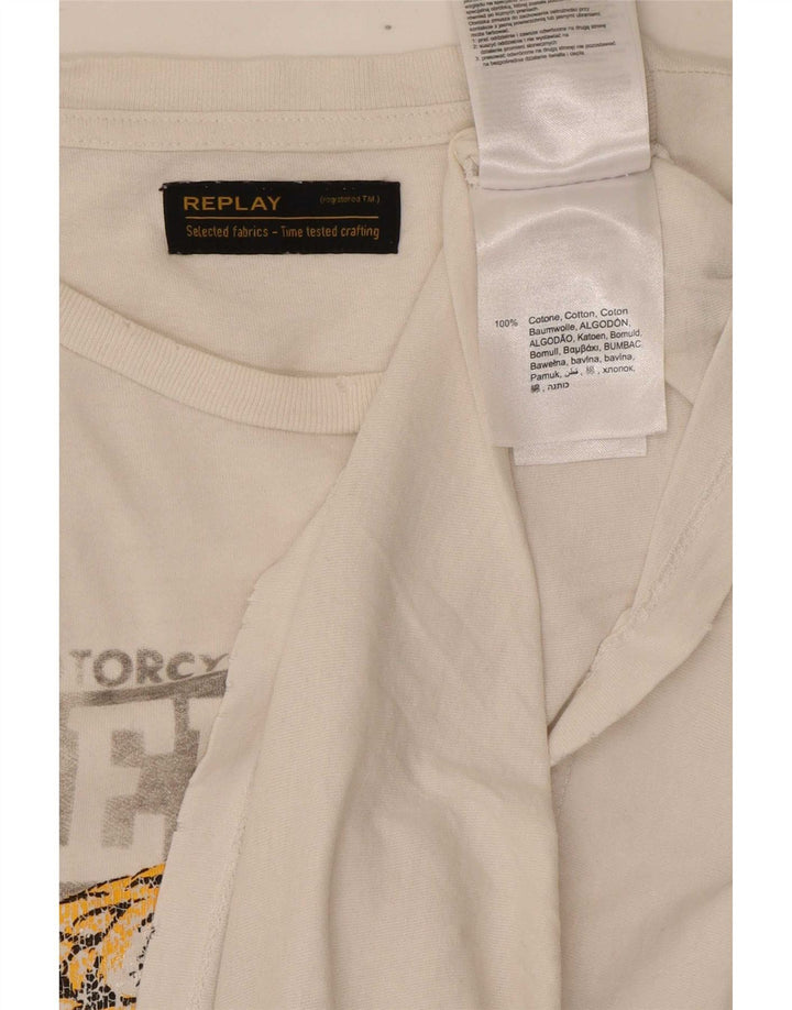 T-shirt grafica da uomo Replay Top in cotone bianco medio
