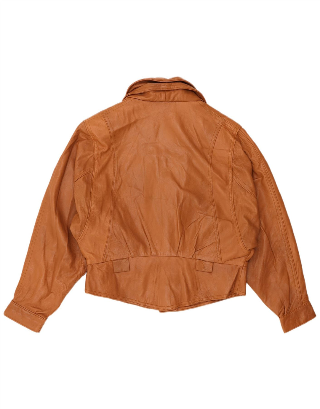 Giacca in pelle da donna vintage UK 14 in pelle marrone medio