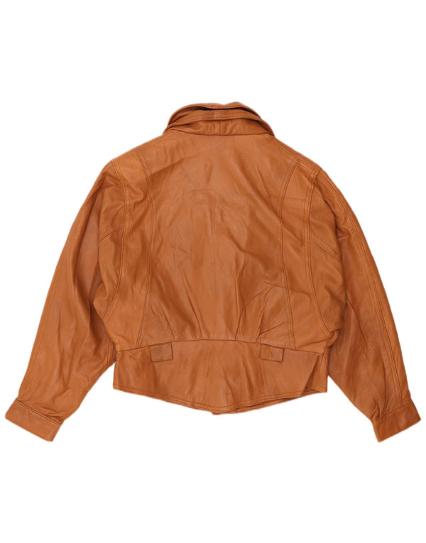 Giacca in pelle da donna vintage UK 14 in pelle marrone medio