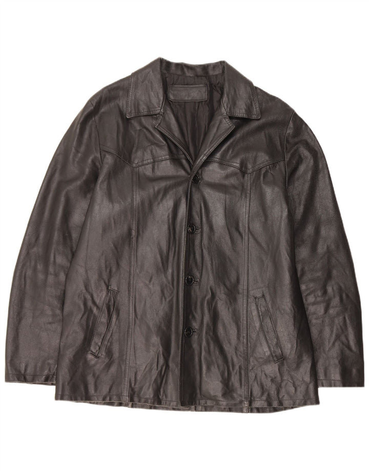 Giacca in pelle vintage da uomo UK 38 in pelle nera media