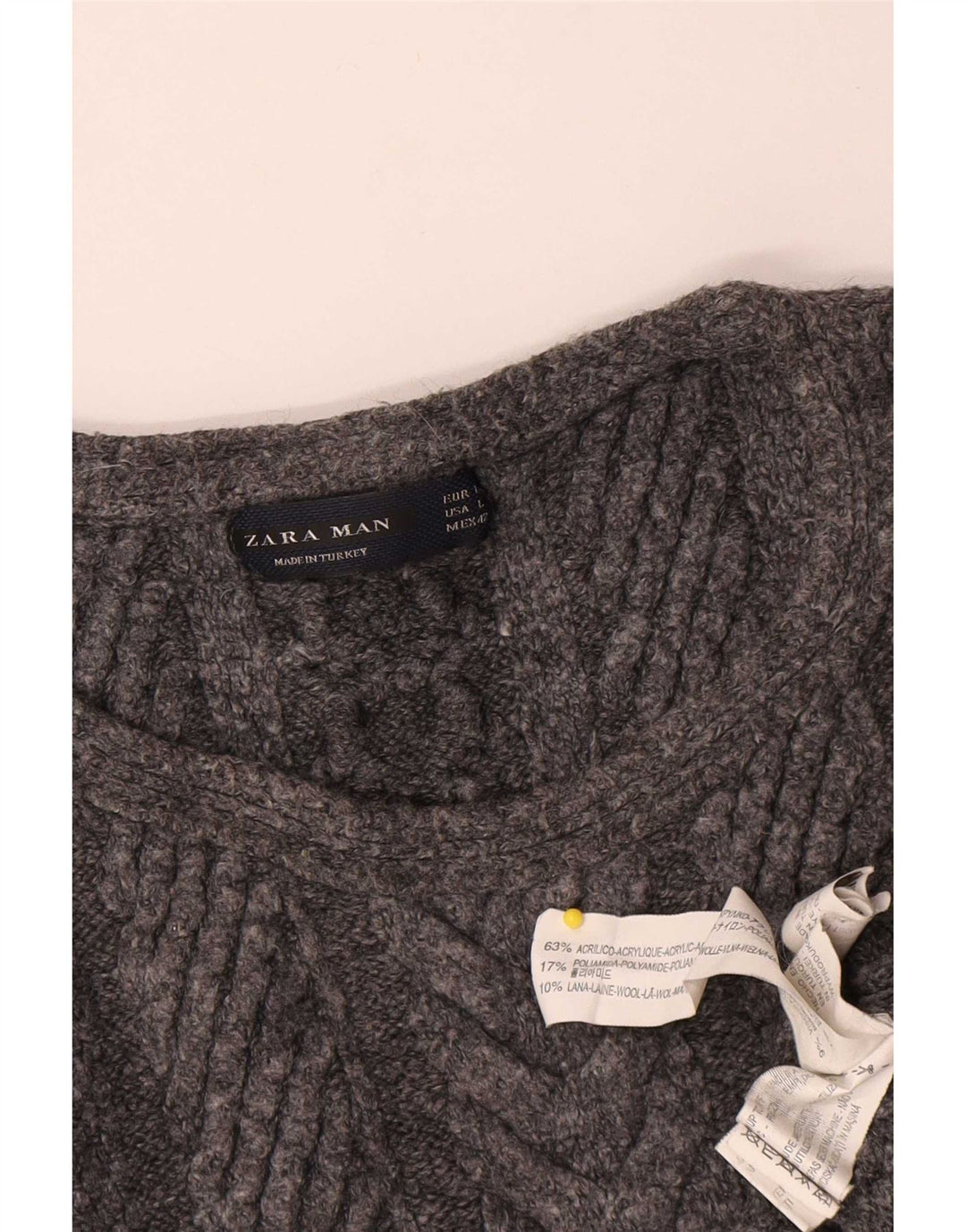 Maglione girocollo da uomo Zara, maglione grande, in acrilico chiazzato grigio