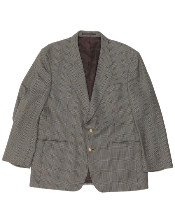 Giacca blazer da uomo a 2 bottoni Burberrys UK 40 grande lana pied de poule grigia