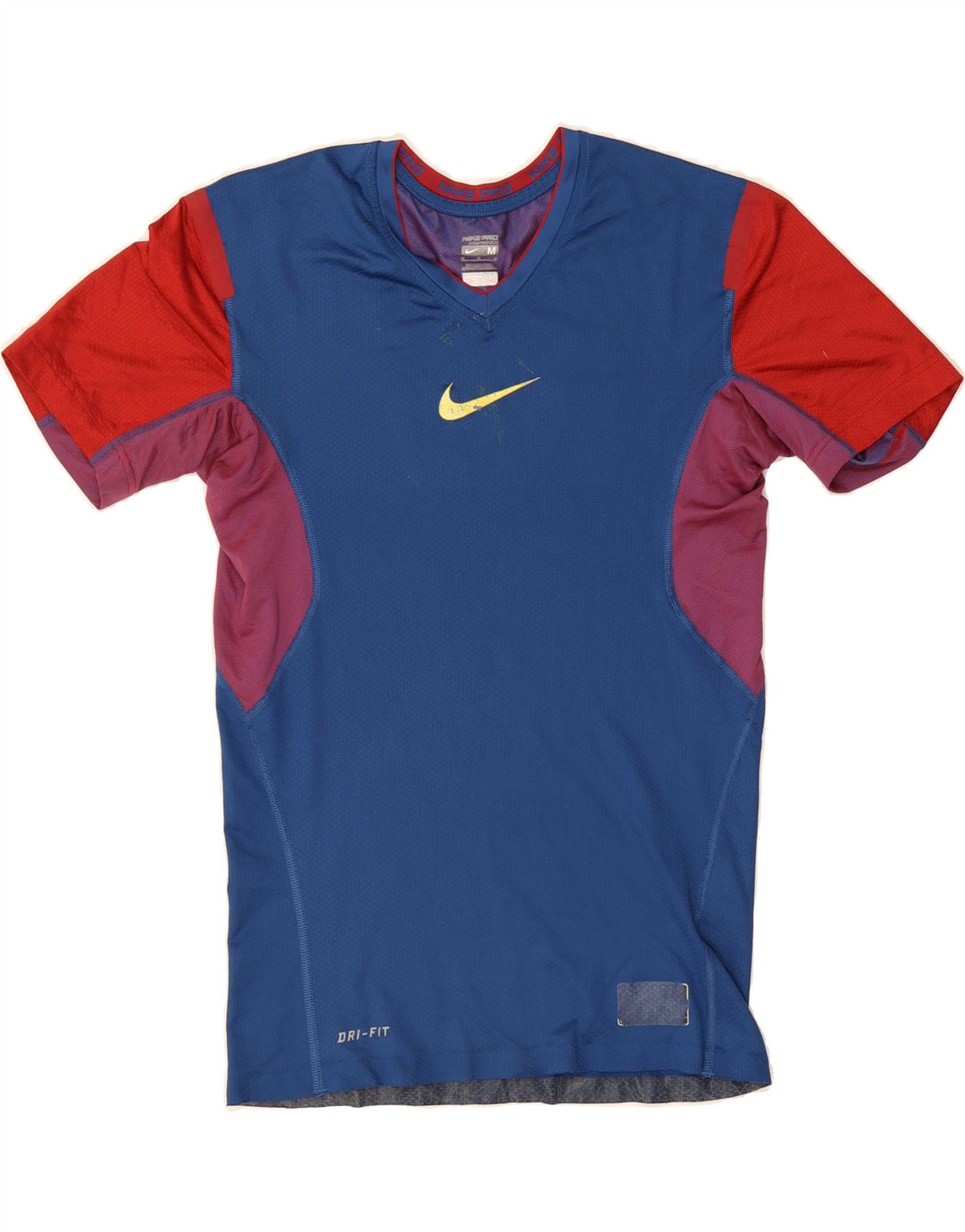 NIKE Womens Dri Fit T-Shirt Top UK 12 Medium Blue Colourblock Polyester Vintage Nike and Second-Hand Nike from Messina Hembry 