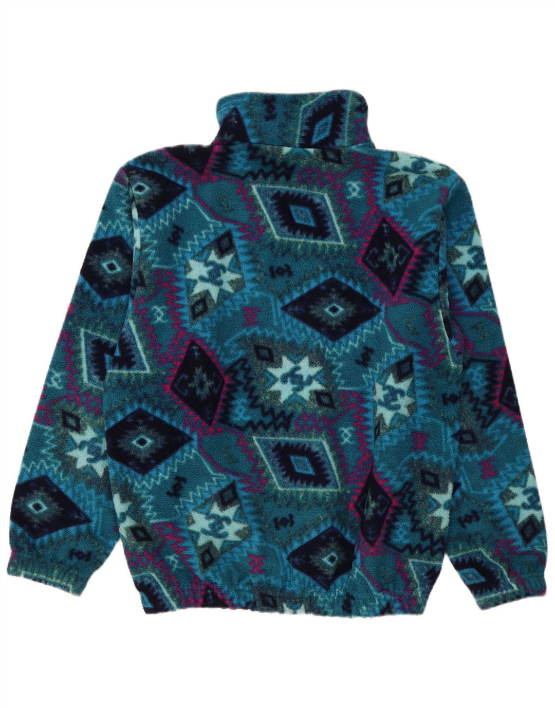 Brugi Maglione in pile da uomo con zip e collo, grande, in poliestere geometrico blu