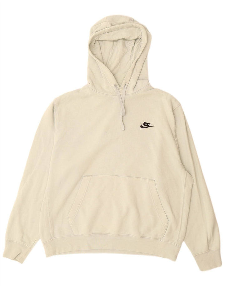 Felpa con cappuccio da uomo Nike Large in cotone bianco sporco