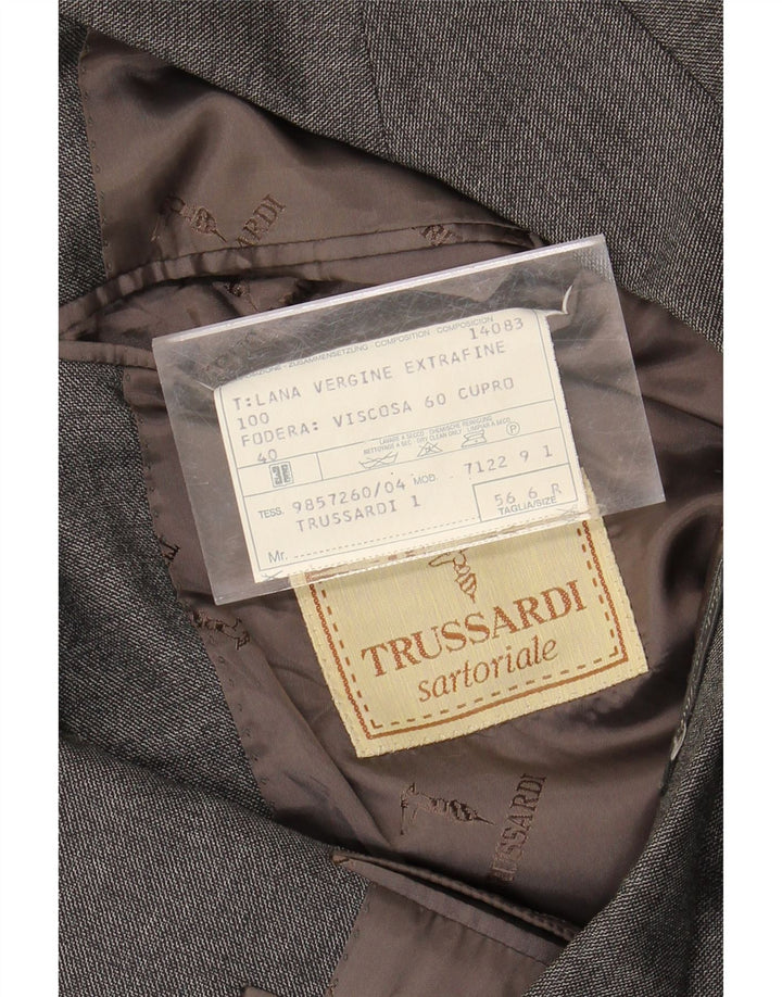 TRUSSARDI Mens 2 Piece Suit IT 56 3XL W38 L29 Grey Wool Vintage Trussardi and Second-Hand Trussardi from Messina Hembry 