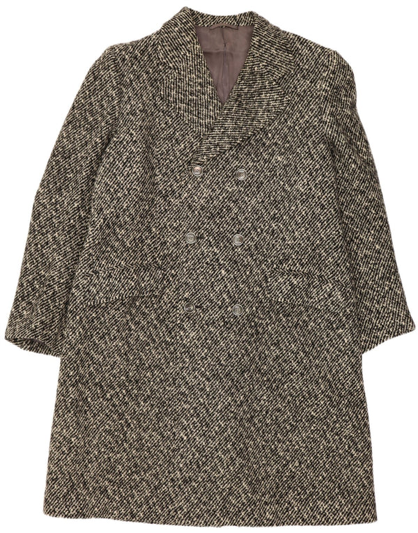 Cappotto doppiopetto vintage da uomo UK 38 Lana vergine a righe grigio medio