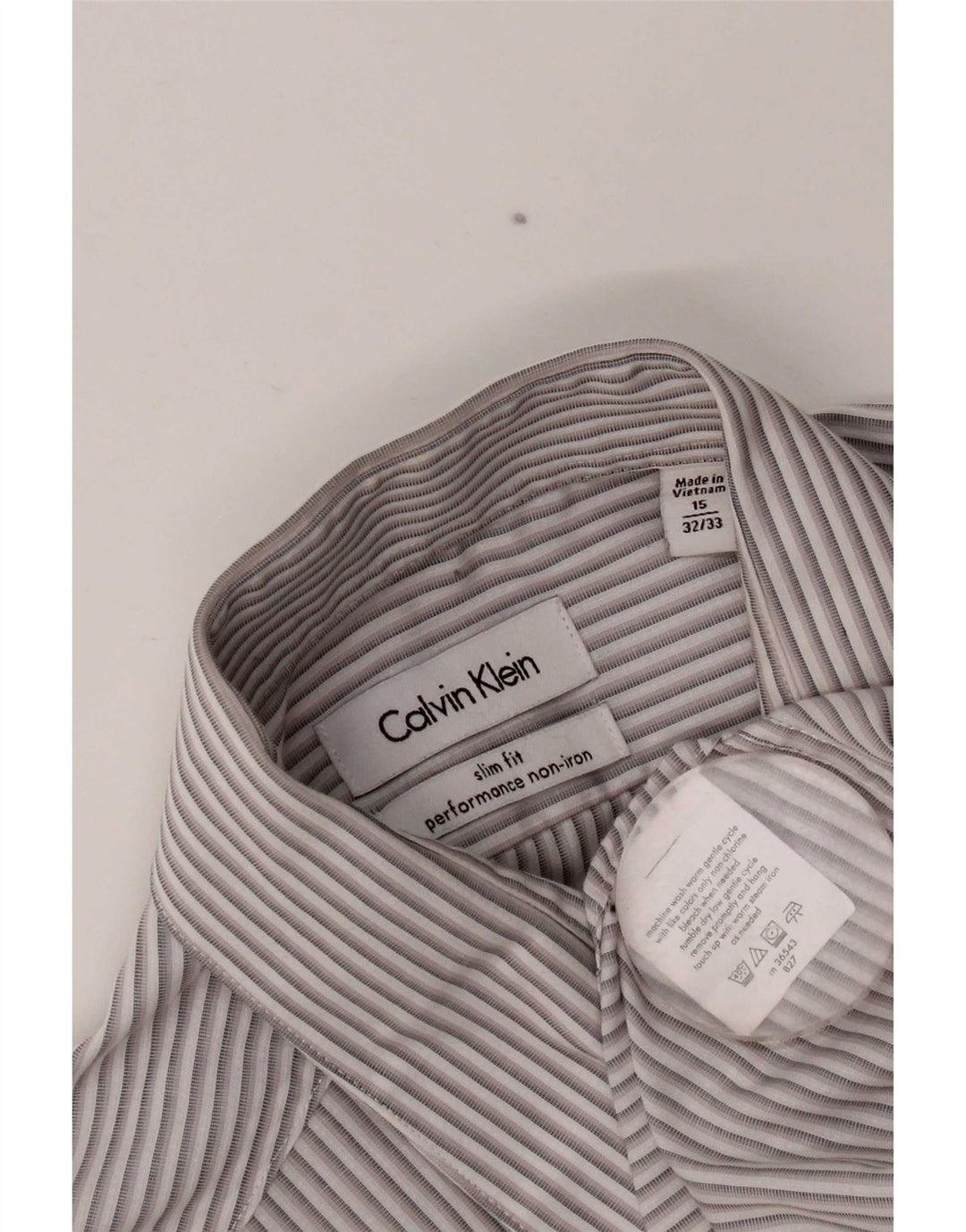 Camicia slim fit da uomo Calvin Klein taglia 15 1/2 grigio medio a righe