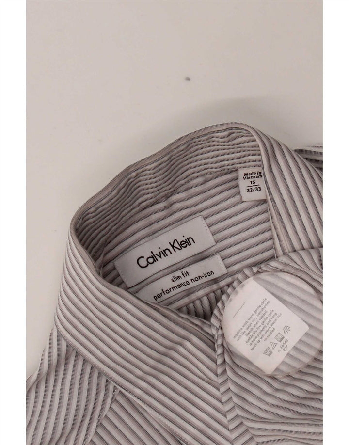 Camicia slim fit da uomo Calvin Klein taglia 15 1/2 grigio medio a righe