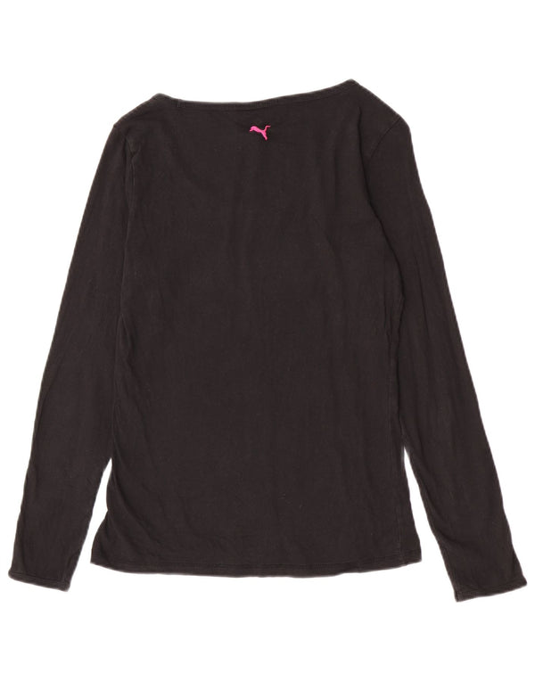 Puma Maglietta grafica da donna a maniche lunghe UK 12 Medium Nera