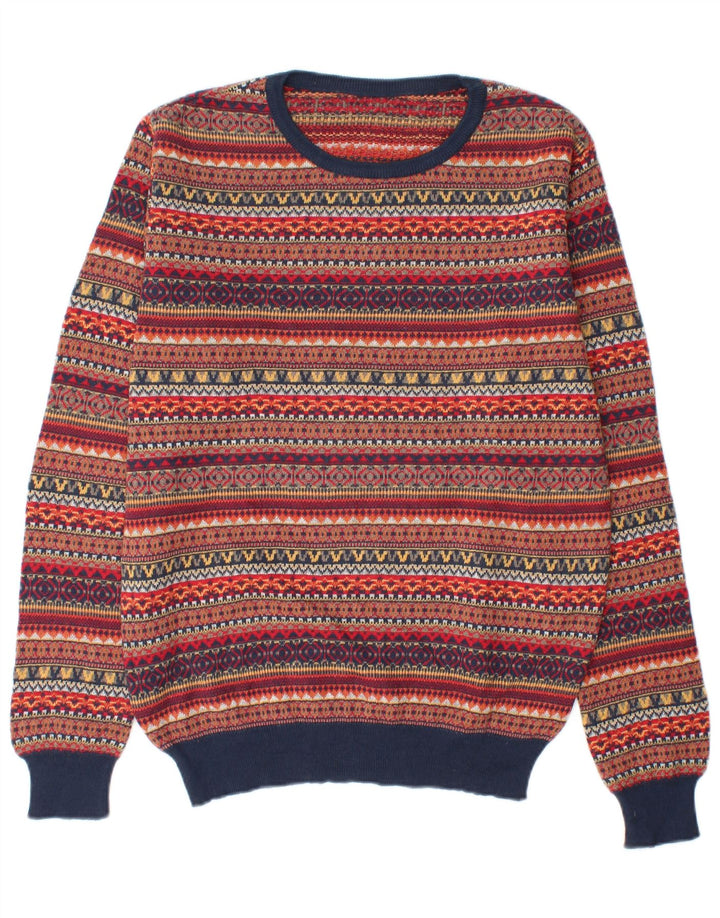 Maglione maglione girocollo da uomo vintage medio multicolore Fair Isle