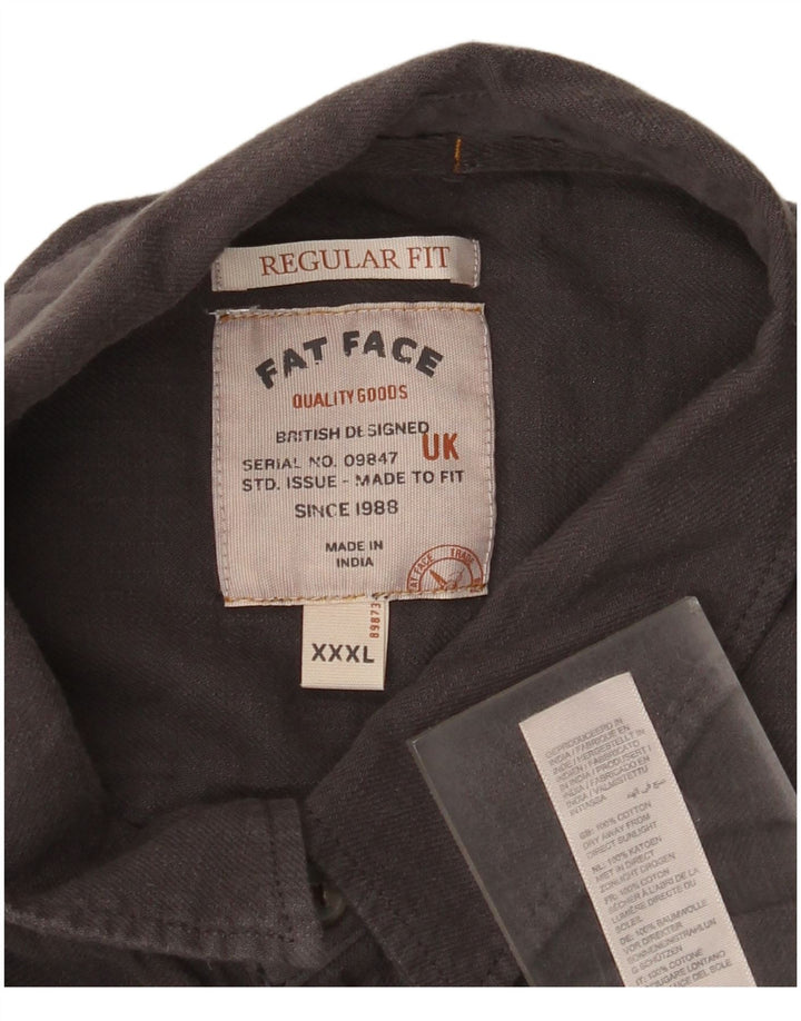 Camicia da uomo a maniche corte, vestibilità regolare, Fat Face, cotone grigio 3XL