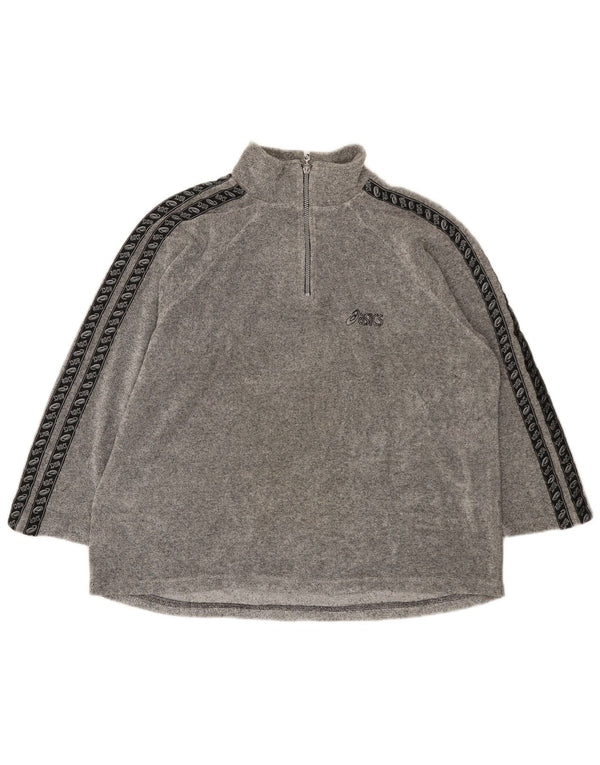 Asics Maglia da uomo con zip grafica e collo a maniche lunghe XL in blocco di colore grigio