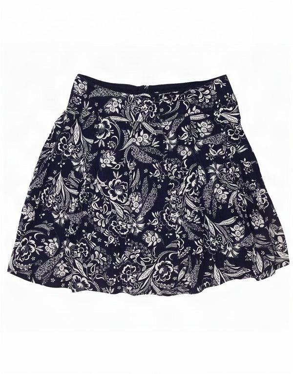 Fat Face Womens A-Line Skirt UK 12 Medium W32 Navy Blue Floral Polyester