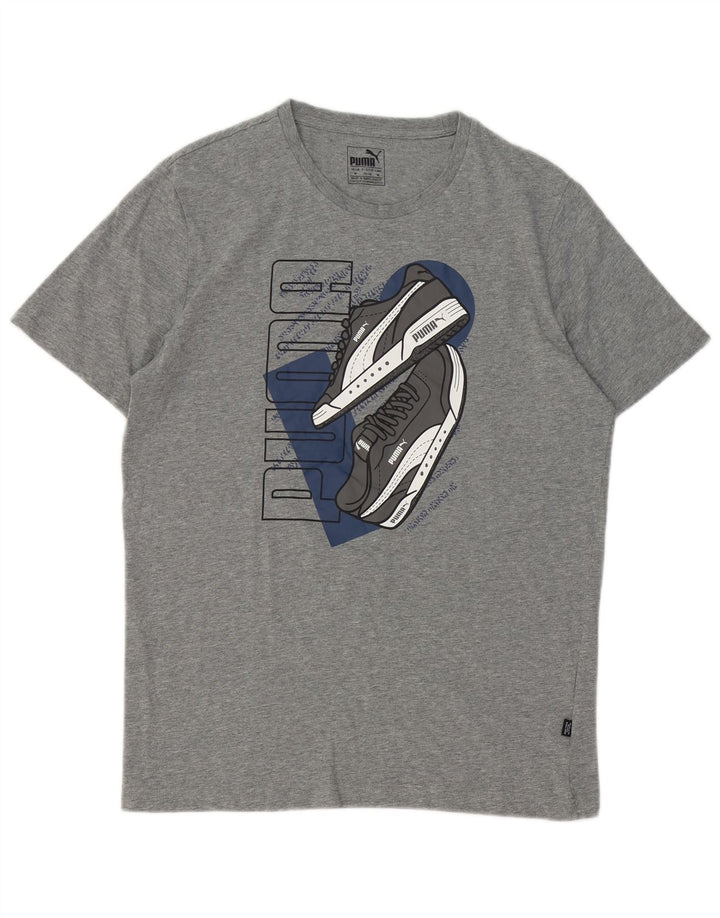 T-shirt grafica da uomo Puma Top grigio medio chiazzato