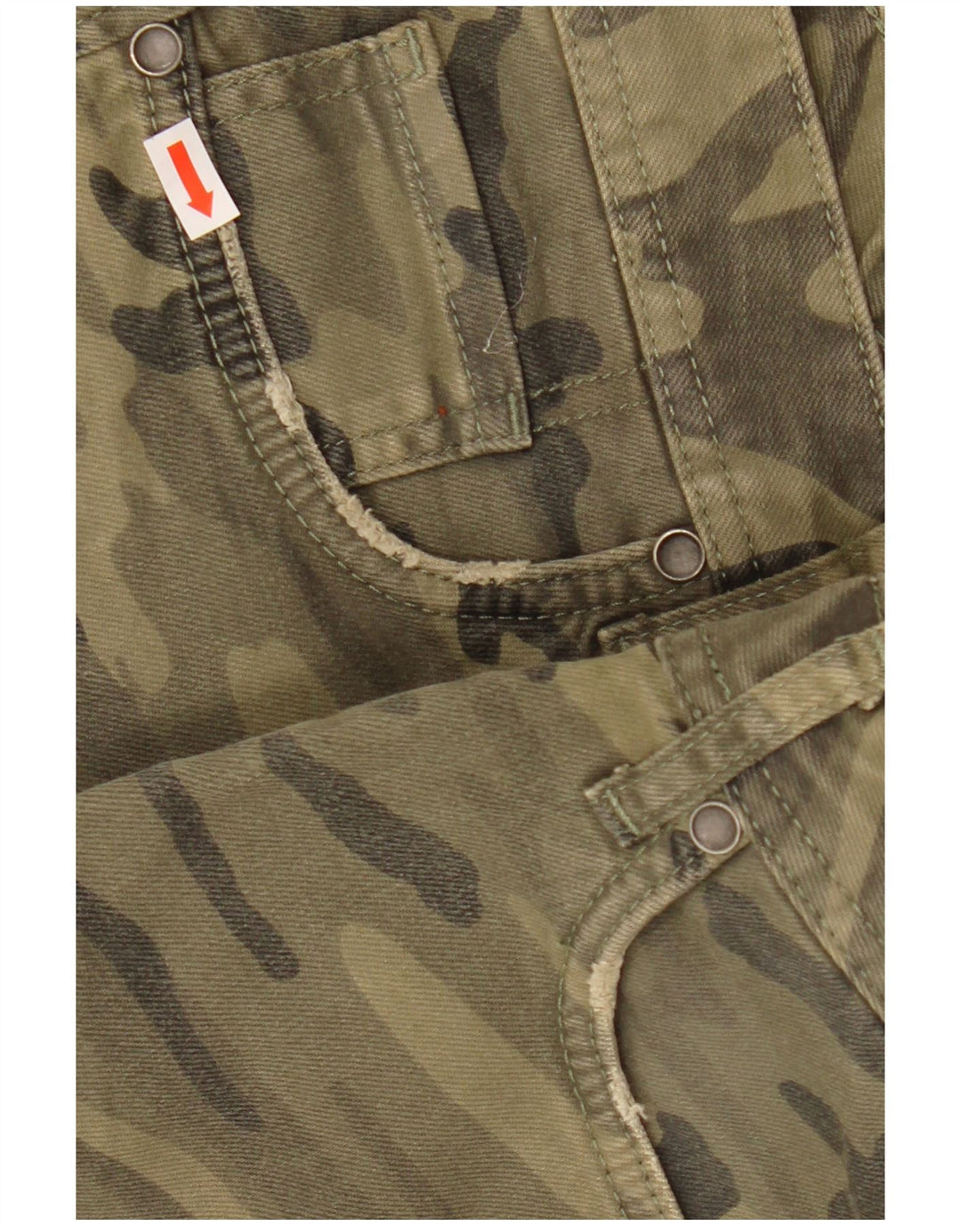 Pantaloncini casual da donna Benetton IT 46 Large W32 Cotone mimetico kaki