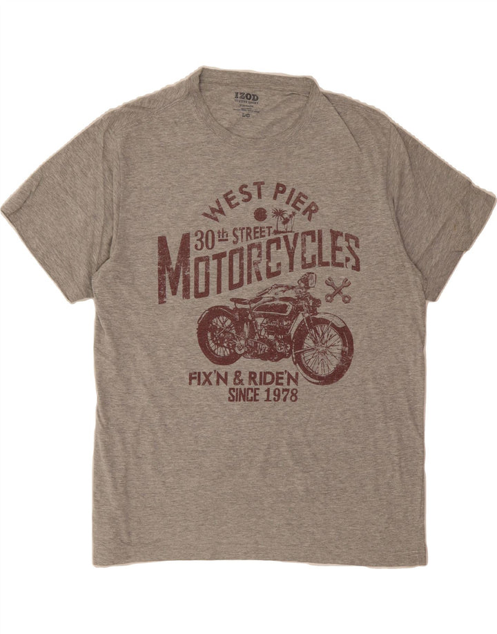 IZOD Mens Motorcycle Graphic T-Shirt Top Large Grey Vintage Izod and Second-Hand Izod from Messina Hembry 