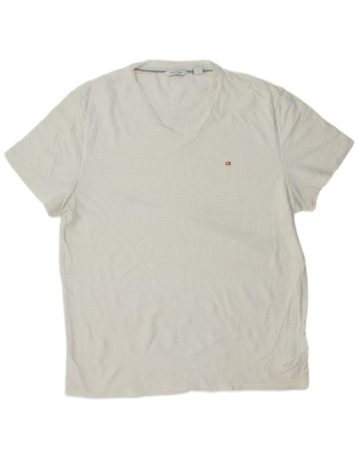 CALVIN KLEIN T-shirt da uomo Top grande in cotone a righe bianche