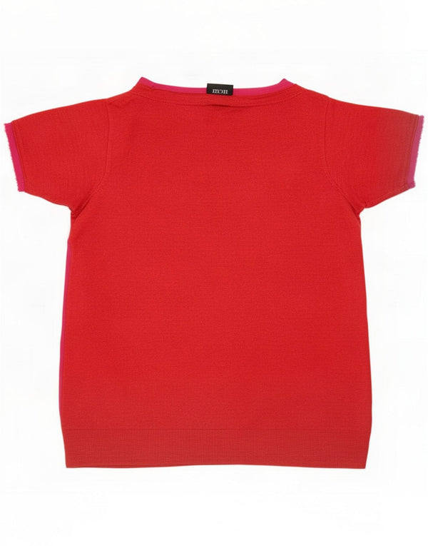 T-shirt vintage da donna UK 14 Medium Red Colourblock