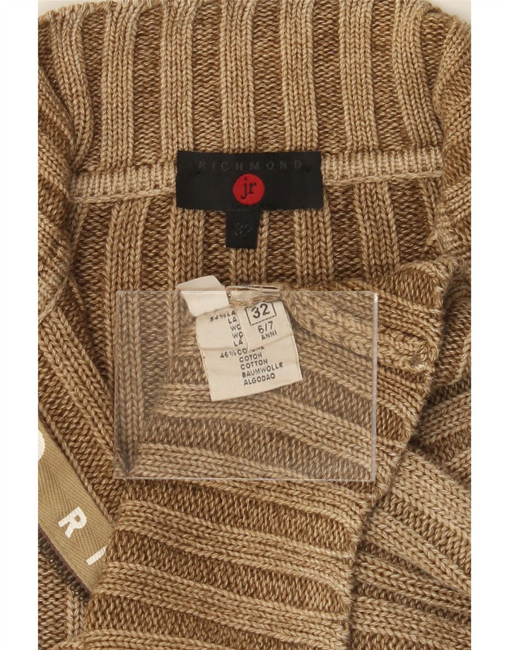 RICHMOND Boys Cardigan Sweater 6-7 Years Brown Wool Vintage Richmond and Second-Hand Richmond from Messina Hembry 