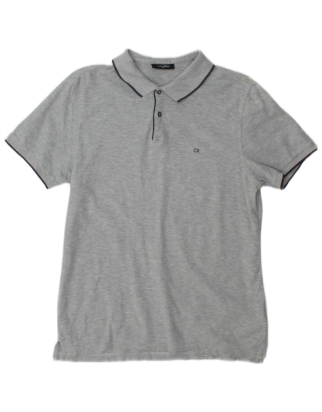 Polo da uomo Calvin Klein piccola in cotone screziato grigio