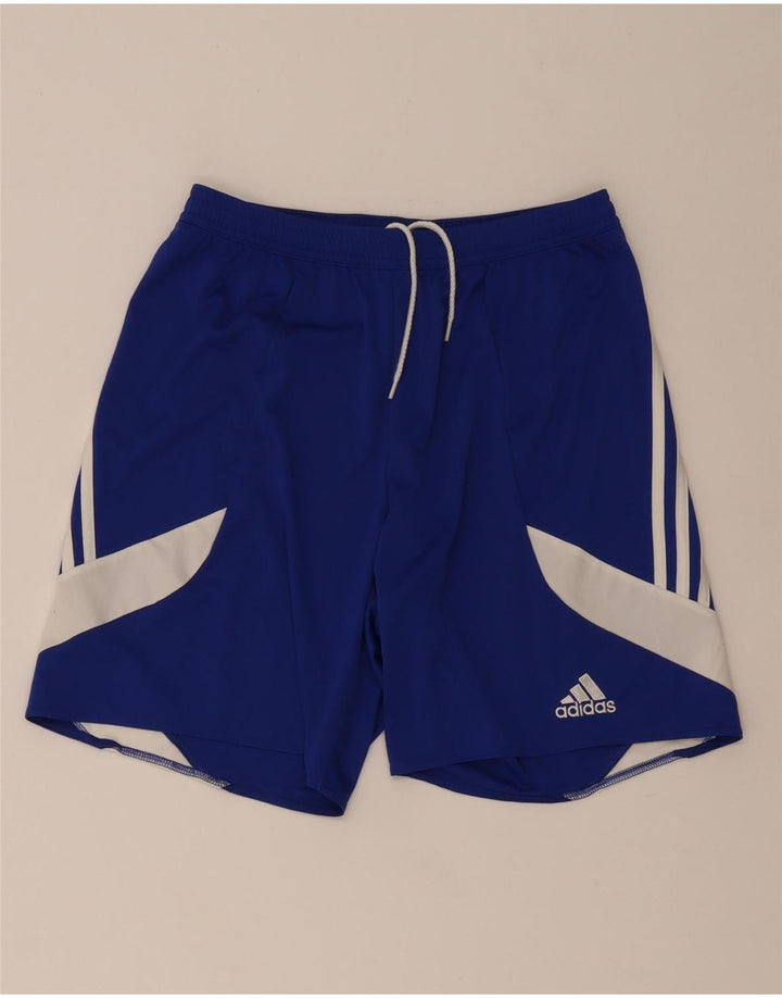Pantaloncini sportivi Adidas Climalite da uomo in poliestere color block blu medio