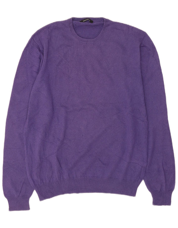 Maglione girocollo da uomo vintage in cashmere viola medio