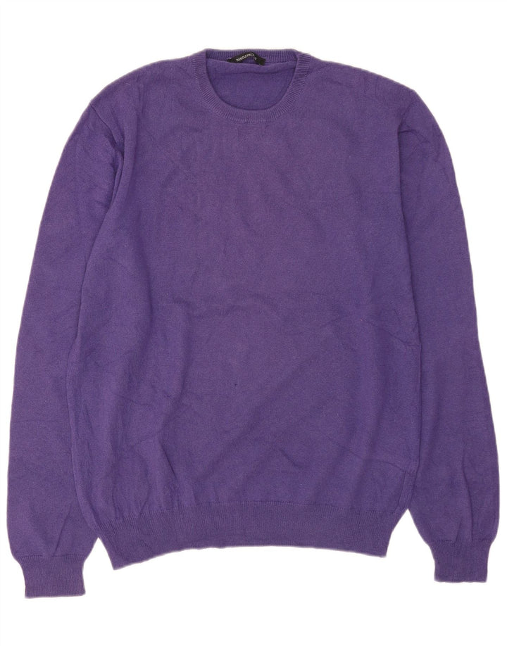 Maglione girocollo da uomo vintage in cashmere viola medio