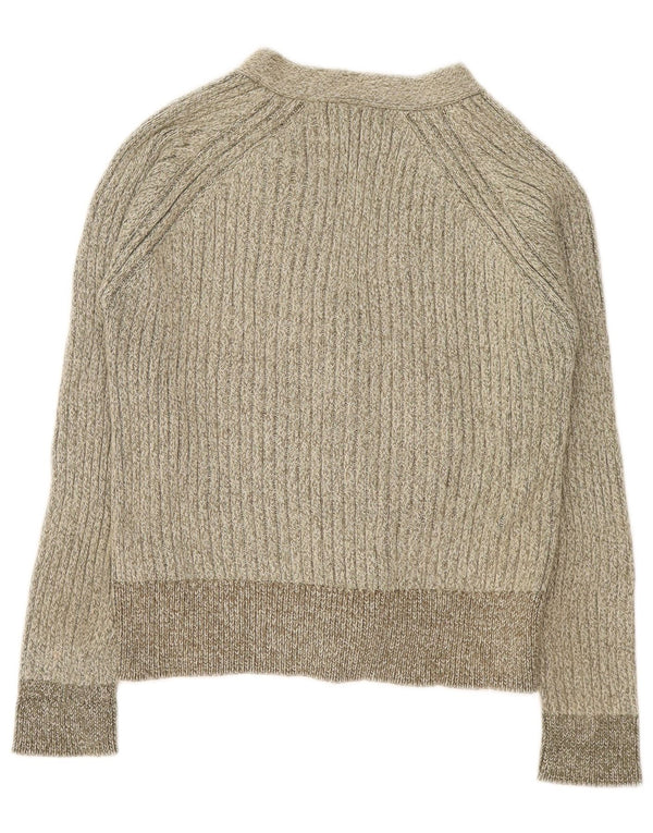 Maglione cardigan da donna Marks & Spencer UK 14 Cotone chiazzato color kaki medio