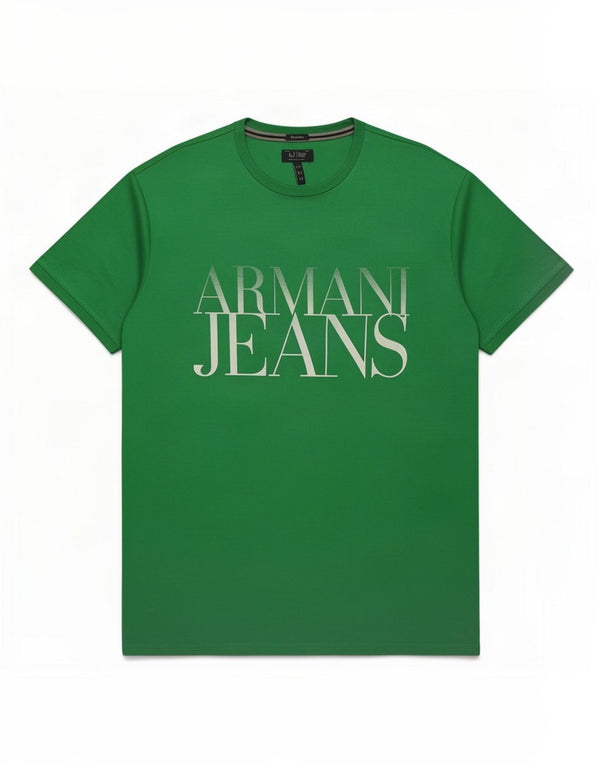 T-shirt grafica regolare da uomo Armani Jeans Top XL in cotone verde