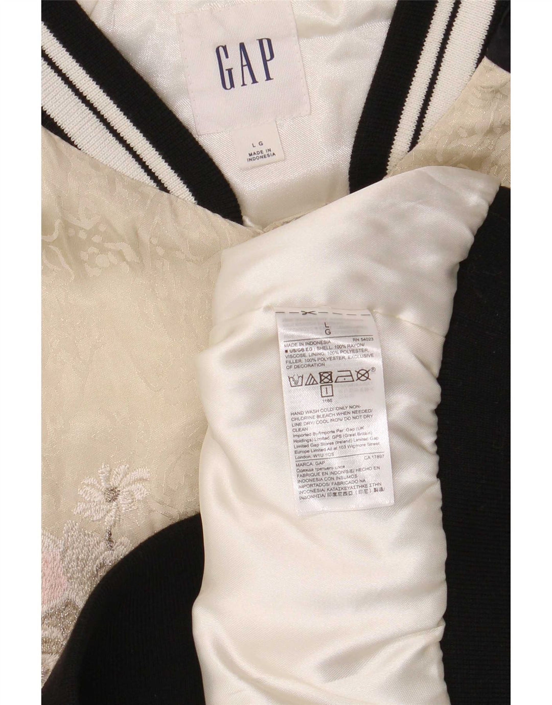 Gap Bomber oversize con grafica da donna UK 16 Rayon floreale beige grande