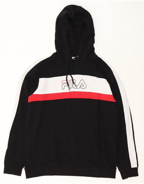 Felpa con cappuccio grafica da uomo Fila 2XL color block nero