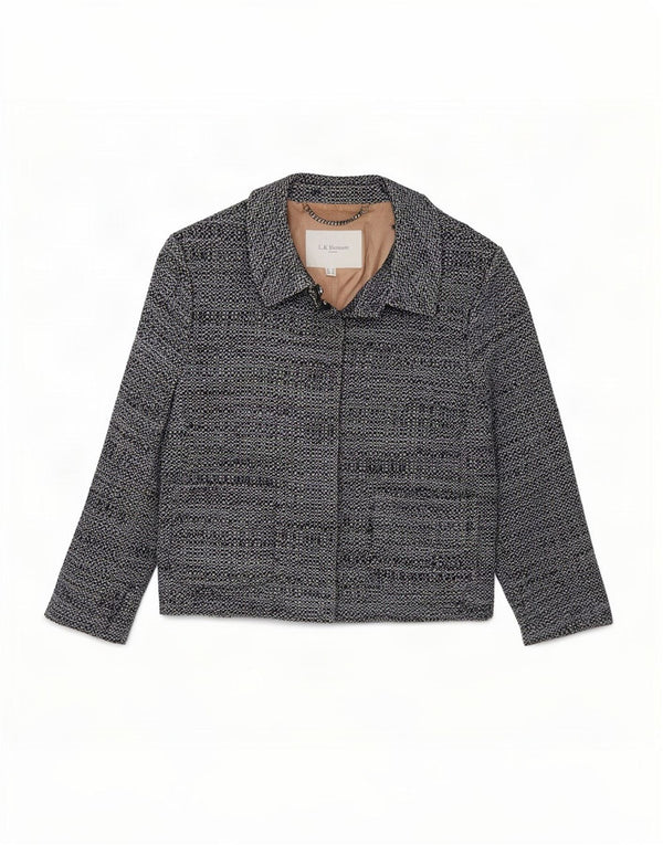 L.K. Giubbotto bomber da donna Bennett UK 12 medio cotone screziato blu navy