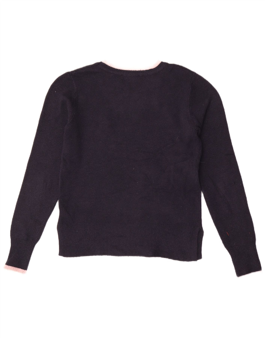 Oasis Womens Graphic Boat Neck Jumper Sweater UK 12 Medium Navy Blue