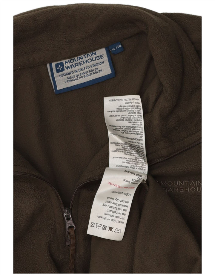 MOUNTAIN WAREHOUSE Mens Zip Neck Fleece Jumper XL Khaki Polyester