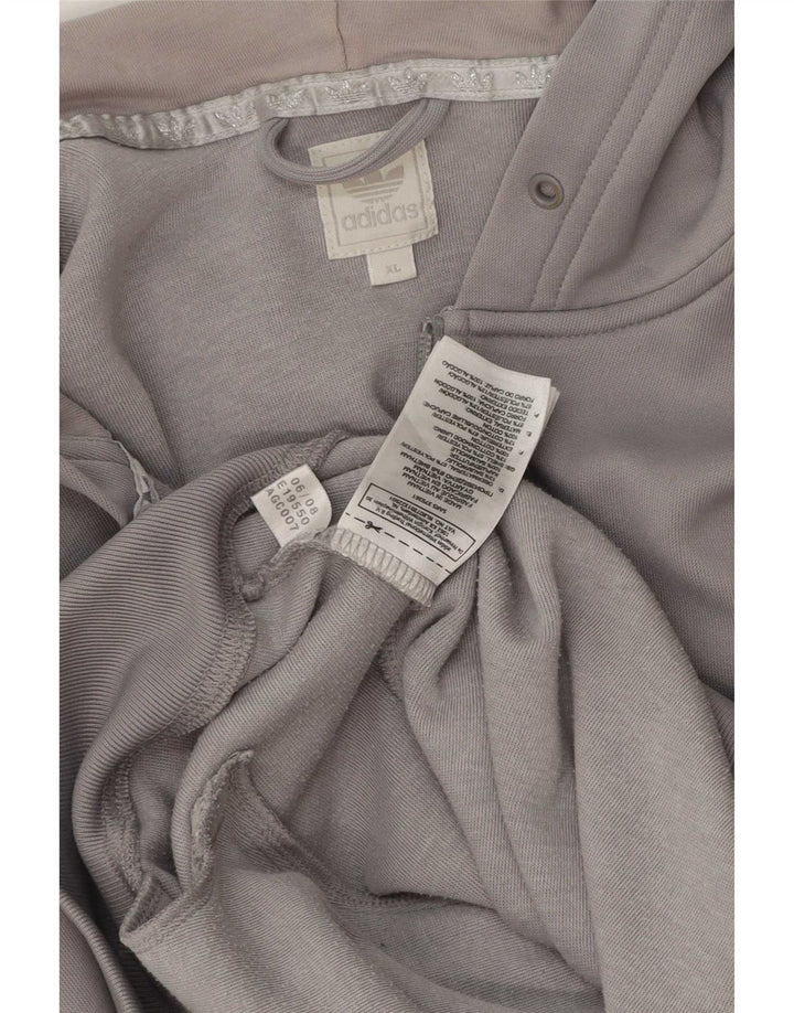 Felpa con cappuccio e zip grafica Adidas da uomo XL in poliestere grigio