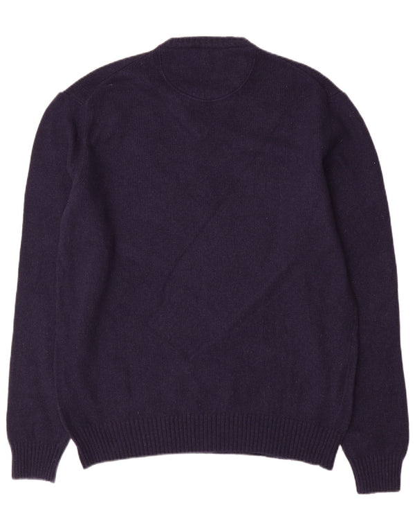 Maglione Trussardi Jeans Uomo con Scollo a V Grande in Lana Blu Navy