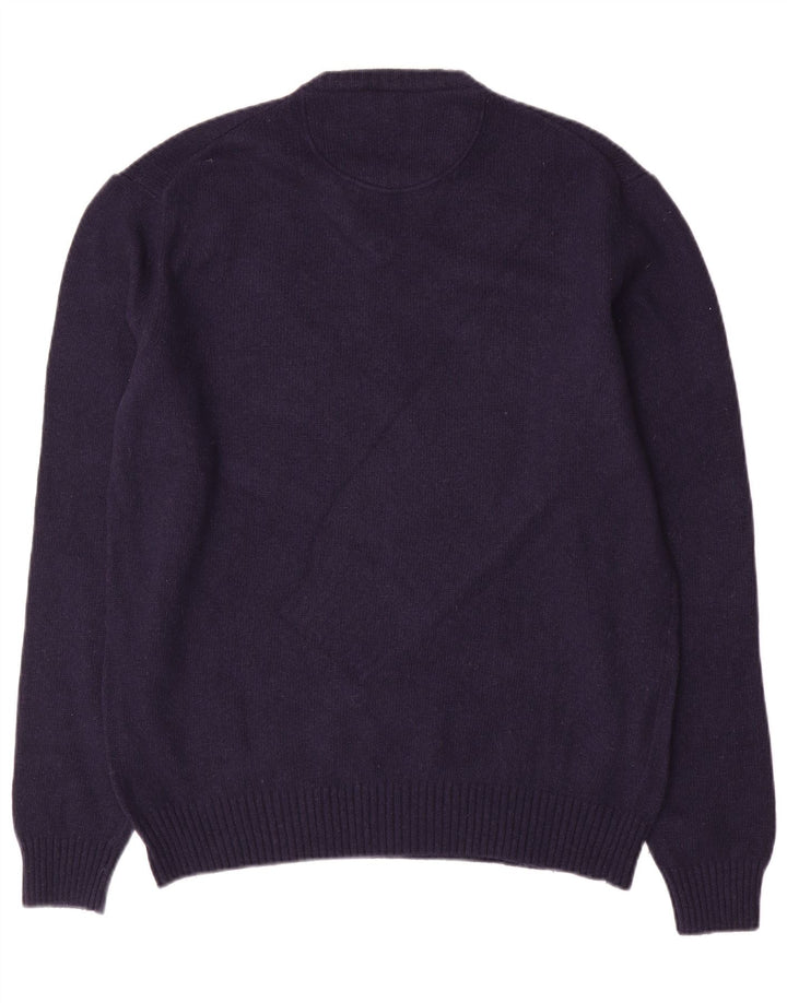 Maglione Trussardi Jeans Uomo con Scollo a V Grande in Lana Blu Navy