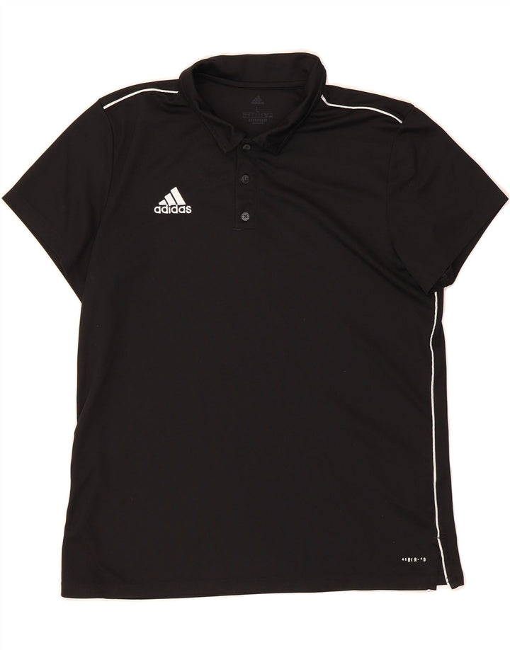 ADIDAS Mens Aeroready Polo Shirt Large Black Polyester Vintage Adidas and Second-Hand Adidas from Messina Hembry 