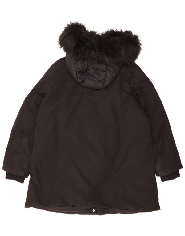Cappotto imbottito oversize con cappuccio da donna Florela Rubino UK 14 grande nero