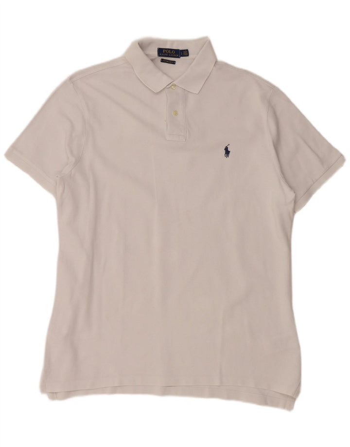 POLO RALPH LAUREN Polo da uomo slim fit personalizzata grande in cotone bianco
