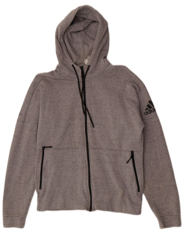 Giacca da ginnastica con cappuccio da donna Adidas UK 12 Sport in cotone grigio medio