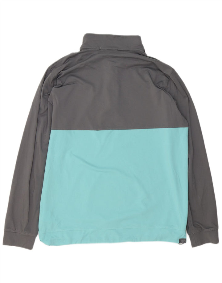 Maglia da tuta da uomo Puma con zip e collo, grande, in poliestere color block grigio