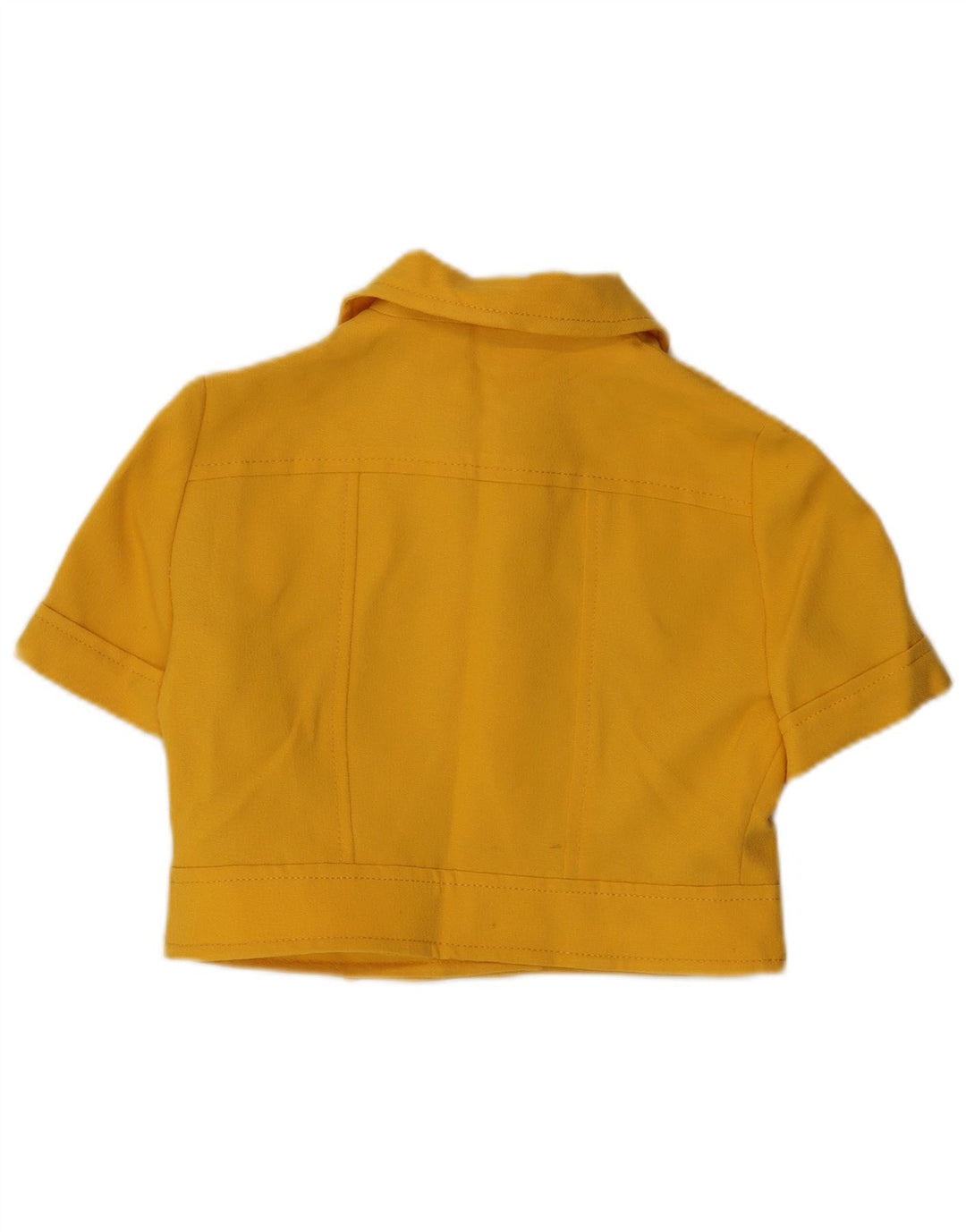 Giacca blazer da donna a maniche corte a 4 bottoni VINTAGE UK 14 giallo medio