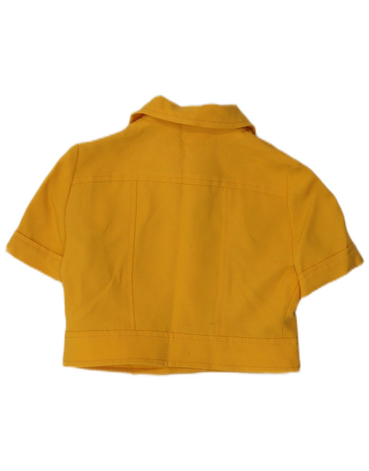 Giacca blazer da donna a maniche corte a 4 bottoni VINTAGE UK 14 giallo medio