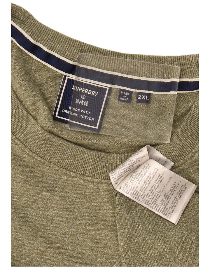 T-shirt da uomo Superdry Top 2XL cotone screziato kaki